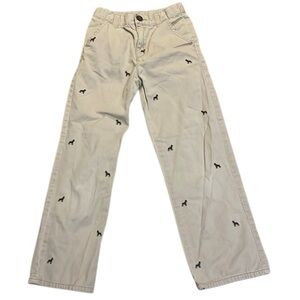 Gymboree boys preppy pants khaki navy dogs sz 10 slim adjustable straps trousers